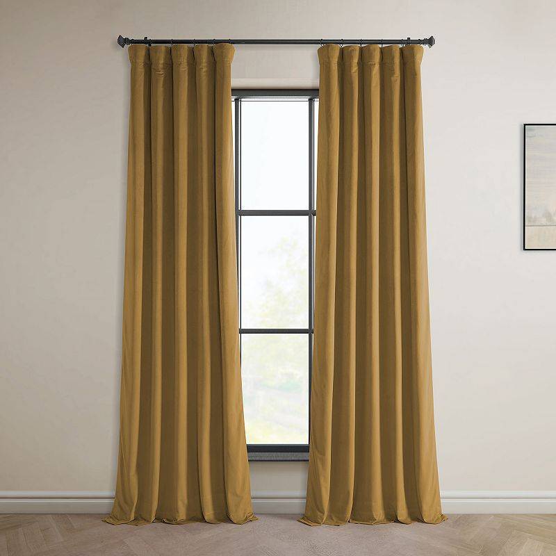 lot 33068 image: Half Price Drapes Retro Gold Heritage Plush Velvet Room Darkening Curtains (1 Panel)  50W X 108L