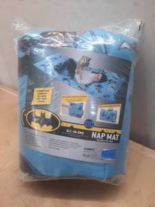 lot 15868 image: Batman All-In-One Large Padded Nap Mat with Built In Pillow Case, Easy Fold (26x62)