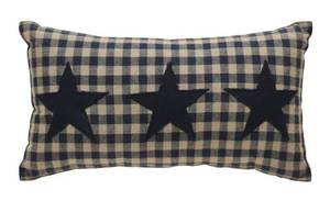 lot 15882 image: VHC Brand Black & Tan Checkered with Stars Throw Pillow (7x13)