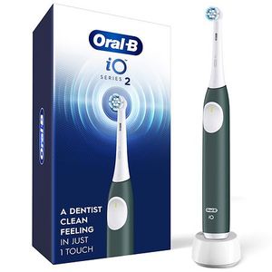 lot 34742 image: Oral-B Toothbrush  iO Series 2 Rechargeable Electric Toothbrush for Adults & Kids 3 Forest Green 1 Gentle Care Brush Head (DOESNT WORK) - Retail $80