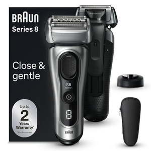 lot 34744 image: Braun Series 8 Electric Shaver  Wet & Dry  Charging Stand  8517s Galvano Silver - Retail $219