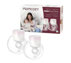 lot 35484 image: Momcozy S12 Pro V Hands-Free Wearable Breast Pump 3 Modes 9 Suction Levels Portable Electric Pump 2 Pack Cherry Blossom Pink - Retail $100