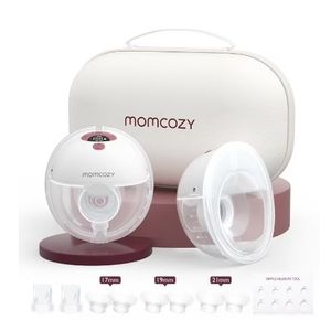 lot 35485 image: Momcozy Breast Pump Hands Free M5, Wearable Breast Pump of Baby Mouth Double-Sealed Flange with 3 Modes & 9 Levels - 24mm, 2 Pack Cozy Red - Retail $200