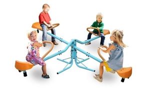 lot 35464 image: Teeter-Totter Seesaw Home Playground Equipment for Kids Outdoor Indoor, 360-Degree 4 Seater Swivel Seesaw - Retail $87