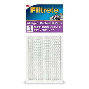 lot 35471 image: Filtrete 12x30x1 Air Filter  MPR 1500 MERV 12  Allergen Bacteria and Virus 1 Filter