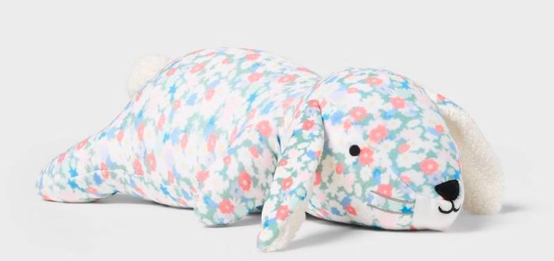 lot 32689 image: Floral Bunny Weighted Plush Kids Throw Pillow - Pillowfort (Tail is Damaged)