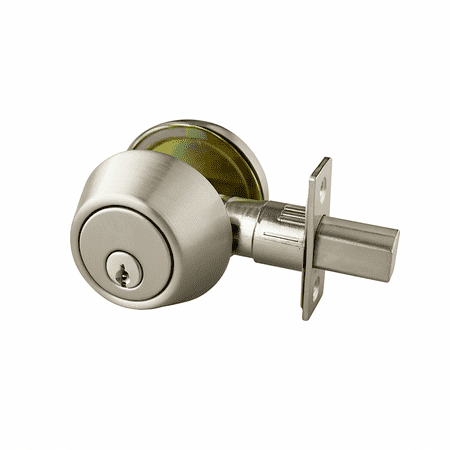 lot 6339 image: Design House Single Cylinder Satin Nickel 6-Way Universal Deadbolt with Latch