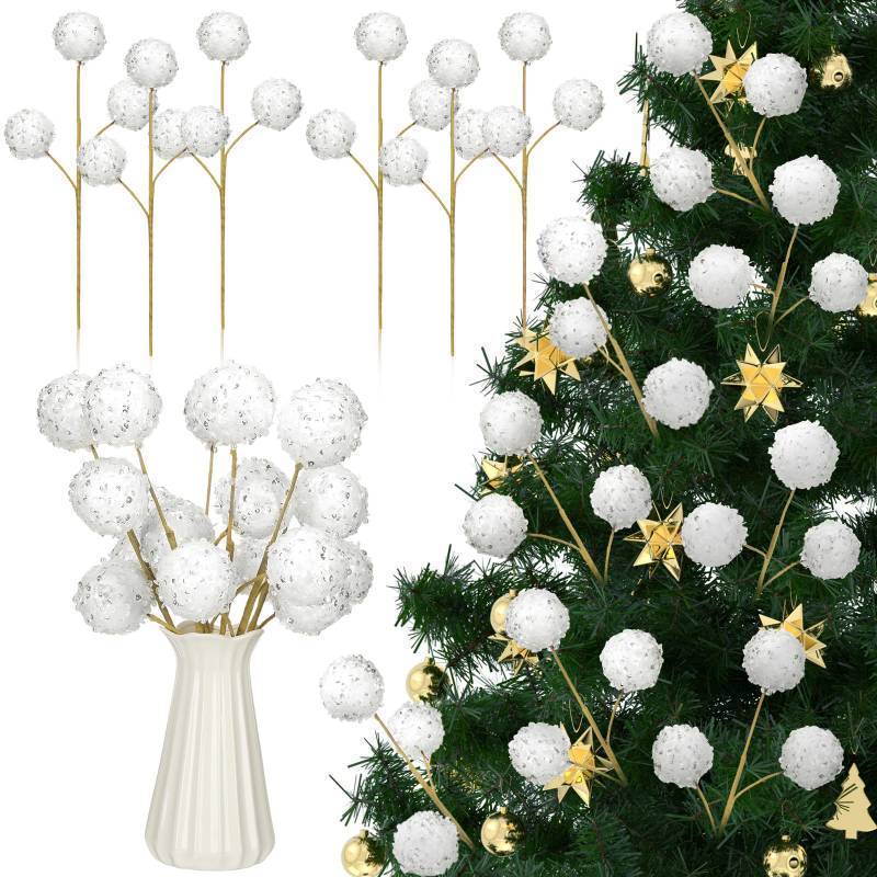 lot 631 image: 6 Pcs 15.8 Christmas Glitter Ball Tree Picks