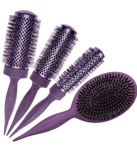 lot 7523 image: COCCO Aura Brush Set, Ceramic Paddle & Round Hairbrushes