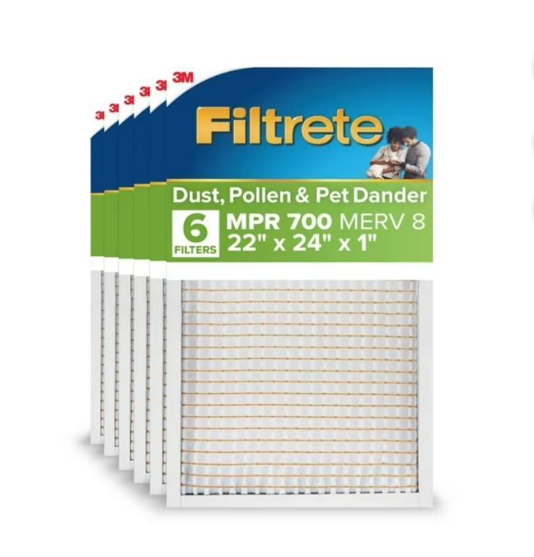 lot 15067 image: 3M Filtrete 22x24x1 HVAC Air Filter 6-Pack MPR 700 - pack of 2 (12 pcs total) - Retail $126