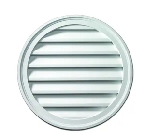 lot 35505 image: 18 in. x 18 in. Round White Polyurethane Weather Resistant Gable Louver Vent - Retail $80