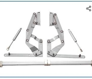 lot 35506 image: 2 Units Ball Bearing Door Hinges Cabinet Door Hinges Vertical Swing Lift Up Stay Pneumatic Arm Upturn Support Hinge Door Swing Lift Upturn Support Frame (See Details)- Retail $201