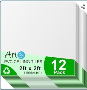 lot 35507 image: Art3d 24x24 Smooth Drop Ceiling Tiles (48 Sq.Ft), 12-Pack
