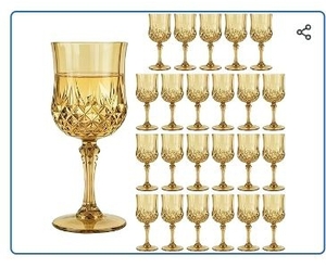 lot 35513 image: Plastic Wine Glasses, Vintage Style Cordial Unbreakable Drinking Glasses - Retail $50