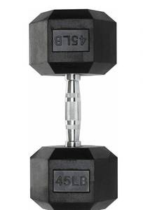 lot 33517 image: Hex Dumbbell - Heavy Duty PVC Coated Weights, Chrome-Plated Knurled Handles, Fixed Hexagon Dumbbell - Workout, Exercise Weights, Lifting, Body Building Home Gym Training Gear - 45 LB - Retail $68