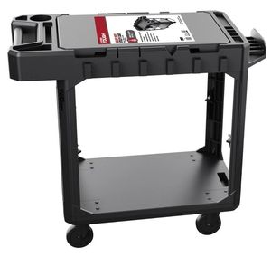 lot 33518 image: Hyper Tough Hyper Stack 3-Shelf Multi-Use 36 Commercial Utility Cart, 500 lb Capacity, Black (Missing Parts) - Retail $95