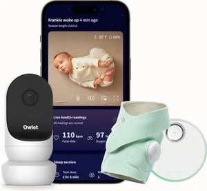 Owlet Dream Duo 2 Smart Baby Monitor - Dream Sock & Cam 2 HD Wi-Fi Video - Mint - Retail: $359