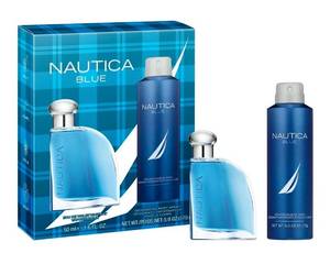 lot 34800 image: Nautica Blue Giftset Eau de Toilette and Nautica Blue Deodorant Spray for Men, Lively, Citrusy, 1.7oz and 6oz