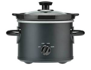 lot 34805 image: Mainstays 2 Quart Manual Slow Cooker, Durable Matte Black Finish