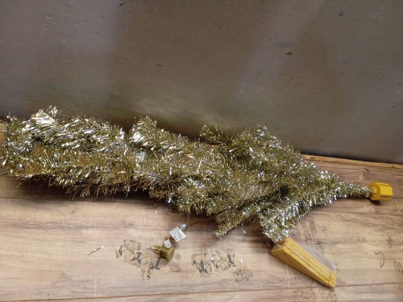 lot 30342 image: National Tree Company 4 ft Prelit Tinsel Tree