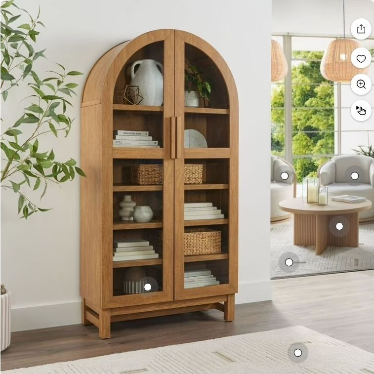 lot 6972 image: Better Homes & Gardens Juliet Arch Accent Cabinet, Light Honey Finish (See Details) - Retail $298