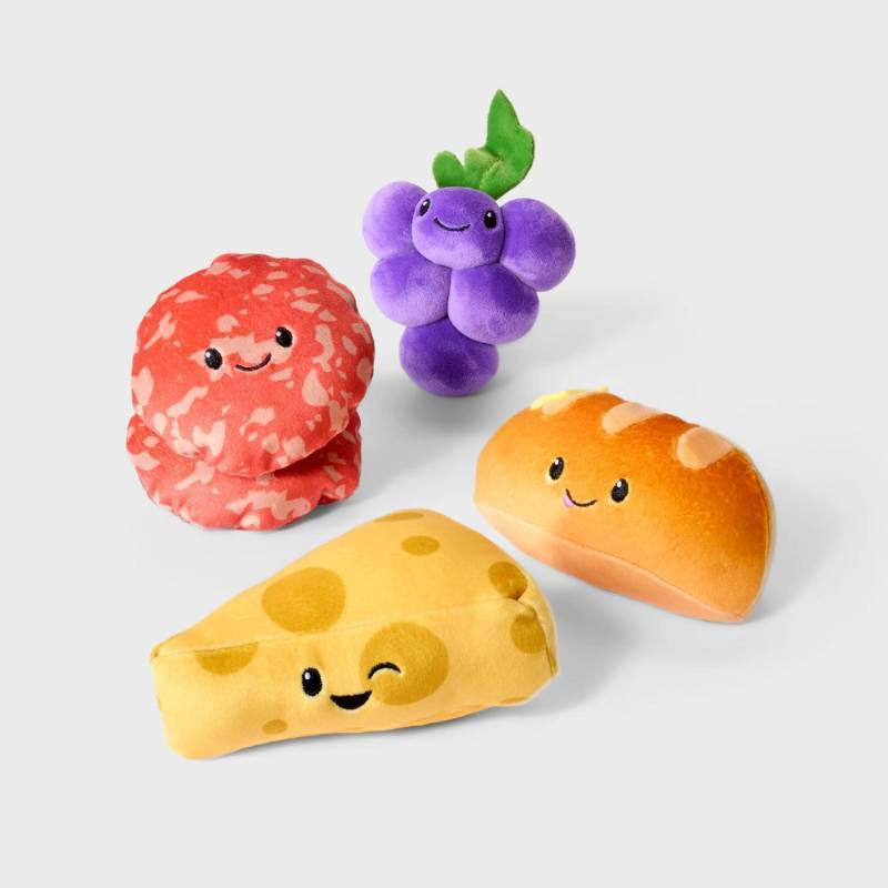 lot 15496 image: Charcuterie Box Set Swiss Cheese, Salami, Grapes, Bread 4pc Plush - Gigglescape