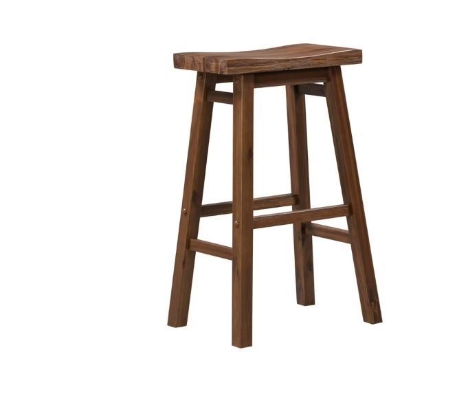 lot 30764 image: 29 Sonoma Saddle Barstool Chestnut - Boraam Solid Rubberwood, Wire-Brush Finish, Footrests (See Pics) - Retail $53
