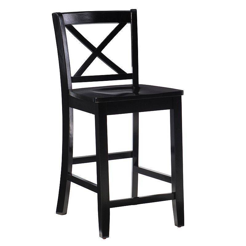 lot 30803 image: Linon Torino 24  Indoor Wood X Back Counter Stool  Black - Retail $70