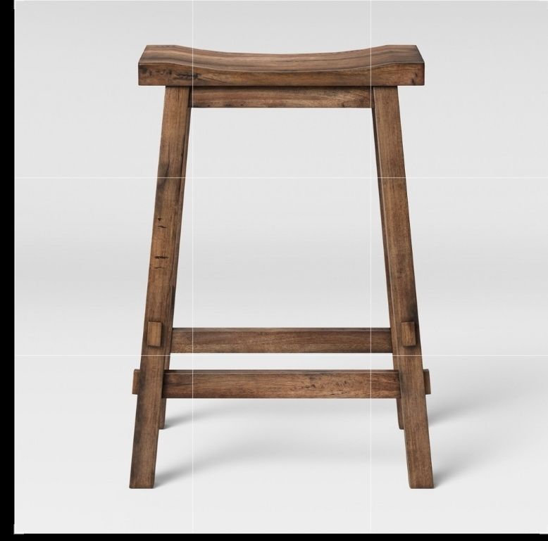 lot 30807 image: Halifax 23.81 Farmhouse Wood Counter Height Barstool with Footrest Brown - Threshold (Cosmetic Damage)  - Retail $70