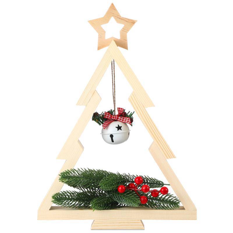 lot 33117 image: Christmas Tree Jingle Bell Wooden Table Decoration
