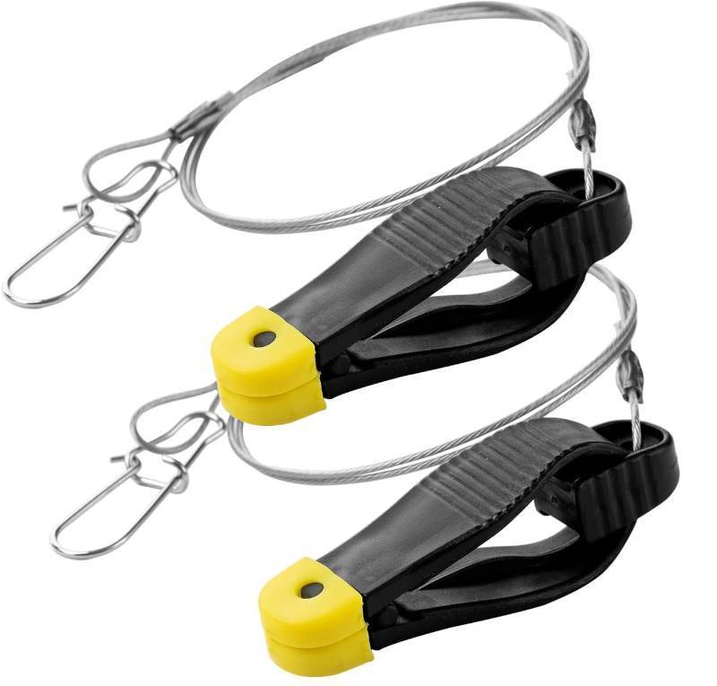 lot 34124 image: 4.05 Inch Large Power Grip Line Release Clips with 18-Inch Leader for Planer Board, Downrigger Release Clips for Planer Board Trolling Fishing 2Pcs