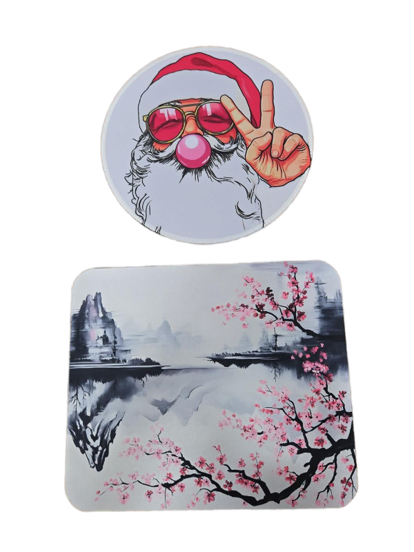 lot 34172 image: Holiday Santa Mouse Pad and Cherry Blossom Mat Set