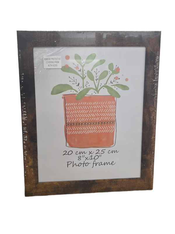 lot 34193 image: 8x10 Dark Wood Photo Frame with Plant Design, 7 Count
