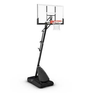 lot 33529 image: Spalding 54-Inch Portable Basketball Hoop with Shatter-Proof Polycarbonate Backboard  Adjustable ExactaHeight System & Pro Slam Rim-Outdoor Play (PARTS ONLY) - Retail $348