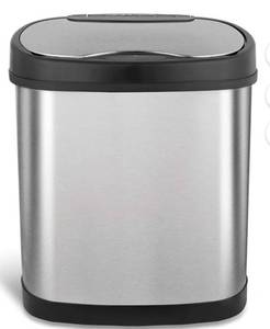 lot 15892 image: Nine Stars Automatic Bathroom Trash Can, 3 Gallon Stainless Steel, Motion Sensor Hands-Free Soft-Close Lid Garbage Bin, Silver