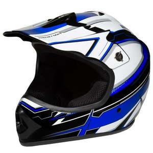 lot 33552 image: Youth Frenzy MX off Road Dirt Bike Helmet - DOT Approved - Color Blue - Size Youth Medium