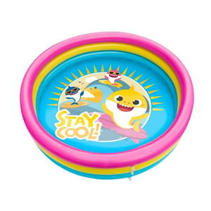 lot 33553 image: Pinkfong Baby Shark 3-Ring Inflatable Swimming Pool Portable Pool for Summer Play (Ages 2)
