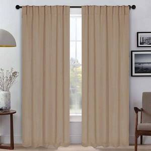 lot 33564 image: Superior Blackout Solid Light Filtering Back Tab Curtain Panel Set  52 X 72 -Smoked Ash