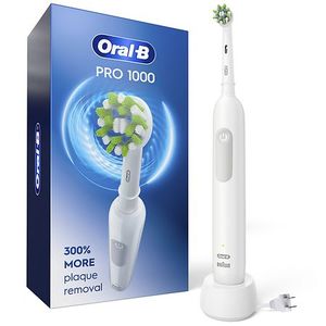 lot 34809 image: Oral-B Toothbrush Pro 1000 Rechargeable Electric Toothbrush  White  1 Count  Adults and Children 3 - Retail $50