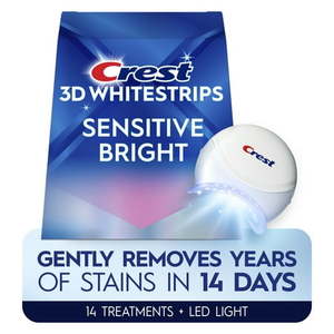 lot 34847 image: Crest 3DWhitestrips Sensitive Bright  Whitening Light Teeth Whitening Kit  1 Light  38 Treaments - Retail $50