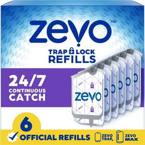 lot 35536 image: Zevo Flying Insect Trap Refill 6 Indoor Light Trap Refill Cartridges Capture House Flies Fruit Flies and Gnats (6 Refill Cartridges)