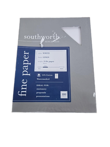 lot 34890 image: Southworth Fine White Linen Paper 100 Sheets