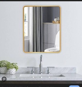 lot 35551 image: METAL FRAME MIRROR ITEM JSKFXFJ6181(24x32in.) MODEL Gold (stock picture not match) - Retail $81