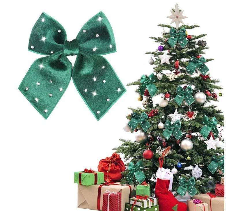 lot 31102 image: Green Velvet Christmas Bows, 6PCS