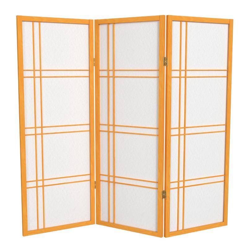 lot 2819 image: 4 ft. Short Double Cross Shoji Screen - Honey - 3 Panels - Retail $104