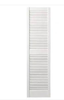 lot 16929 image: PACK OF 2-15 in. x 59 in. Open Louvered Polypropylene Shutters Pair in White - Retail $128