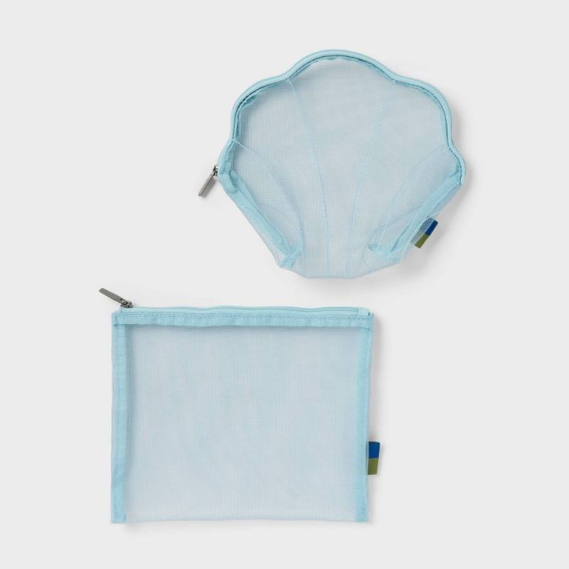 lot 15128 image: 2pk Mesh Shell Pouch Packing Bag - Open Story Blue