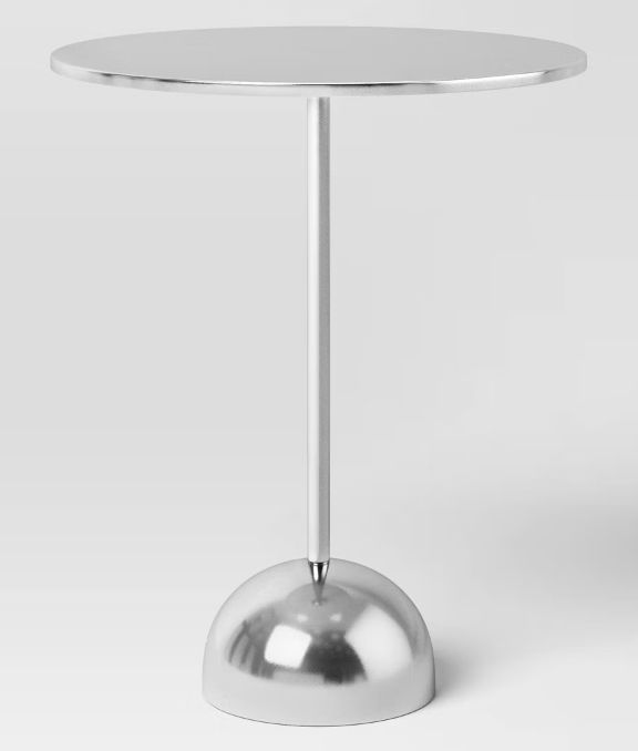 lot 30838 image: Optimistic Pedestal Metal Side Table Chrome - Room Essentials- Retail $40