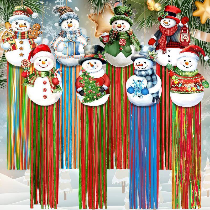 lot 34149 image: 7 Count of DoubleFill 8pcs Christmas Windsocks Outdoor Hanging Decorations with Tassels