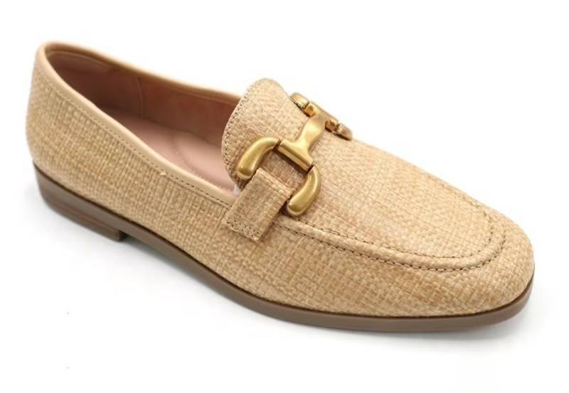 lot 15601 image: Time and Tru Womens Faux Raffia Buckle Loafers (Size 7.5)